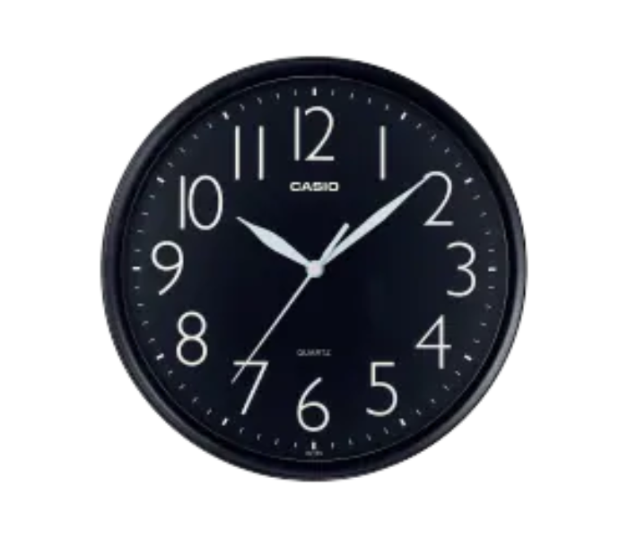 Casio IQ-05-1DF Round Wall Clock - Black - Zoom Image