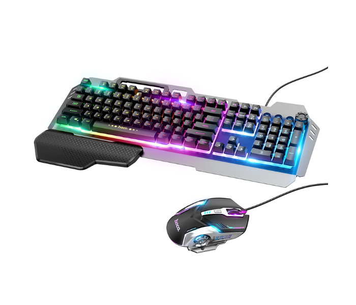 Hoco GM12 Wired Combo Pack of LED RGB Backlit Gaming Keyboard and Gaming Mouse - Black - Zoom Image 1