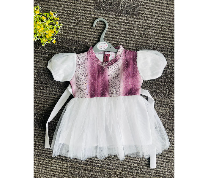 Ash Bae FR003SXL Mily Dark Pink XL Frock for Baby Girls - White and Pink - Zoom Image