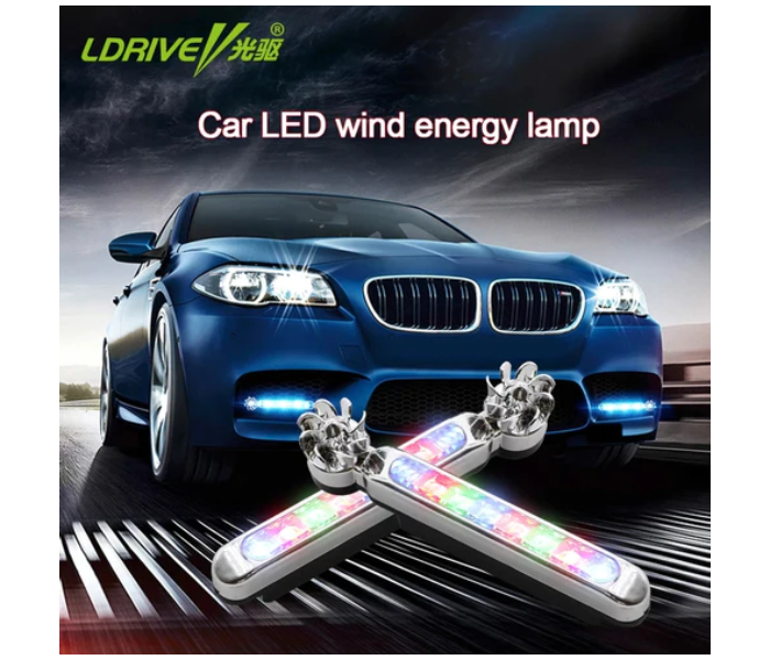 WE45 2 Pieces Wind Energy 8 LED Running Lights for Cars Bikes - Black and White - Zoom Image 3