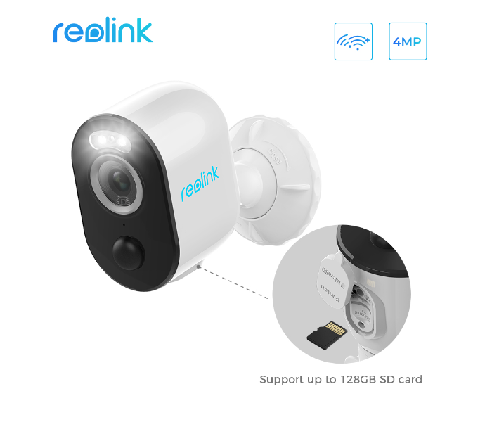 Reolink Argus 3 Pro Smart 2K 4MP Wire-Free Camera with Motion Spotlight - White and Black - Zoom Image