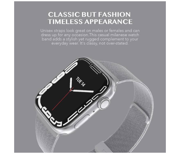 Levelo LVLMILSTP41-SL Double Milanese Stainless Steel Replacement Watch Strap Compatible for Apple Watch 38mm 40mm 41mm - Silver - Zoom Image 3