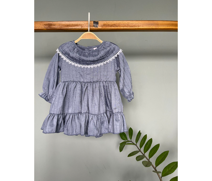 Ash Bae FR006SM Dalia Santa Grey Medium Frock for Baby Girls - Grey - Zoom Image