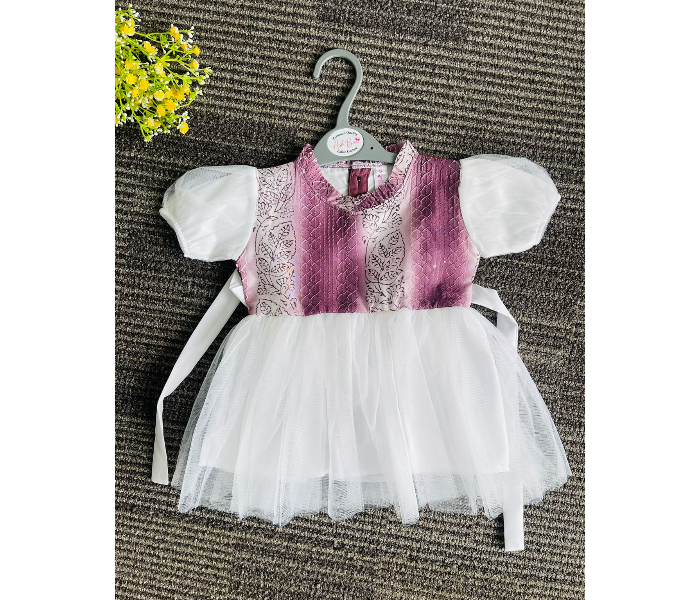 Ash Bae FR003SS Mily Dark Pink Small Frock for Baby Girls - White and Pink - Zoom Image