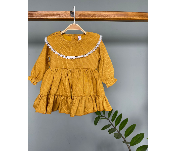 Ash Bae FR007SM Dalia Yellow Orange Medium Frock for Baby Girls - Yellow - Zoom Image