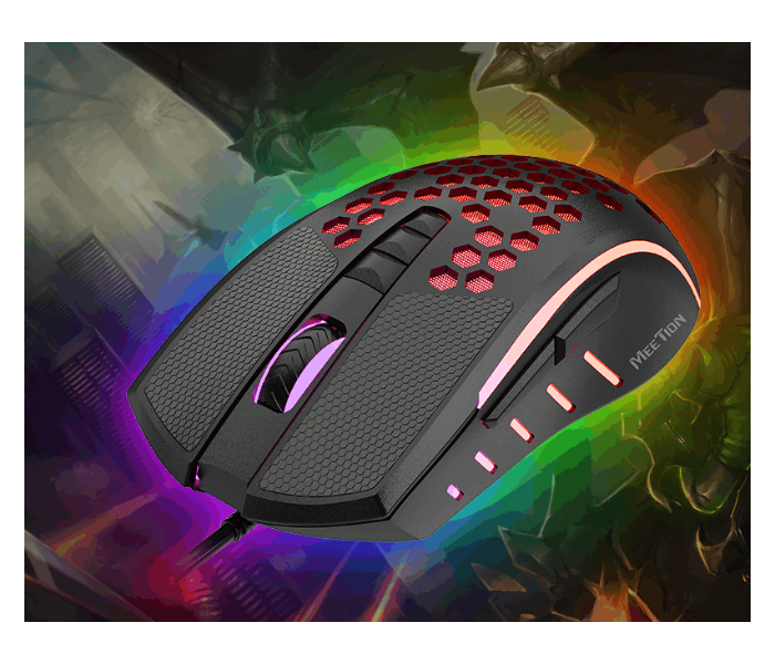 Meetion GM014 Lightweight Honeycomb Gaming Mouse - Black - Zoom Image 5