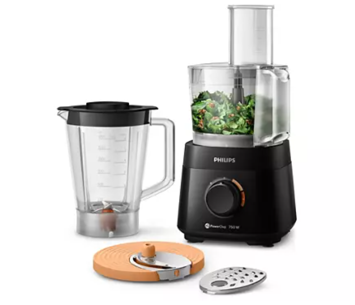 Philips HR7301/90 750 Watts 3000 Series Food Processor - Black and Silver - Zoom Image 1