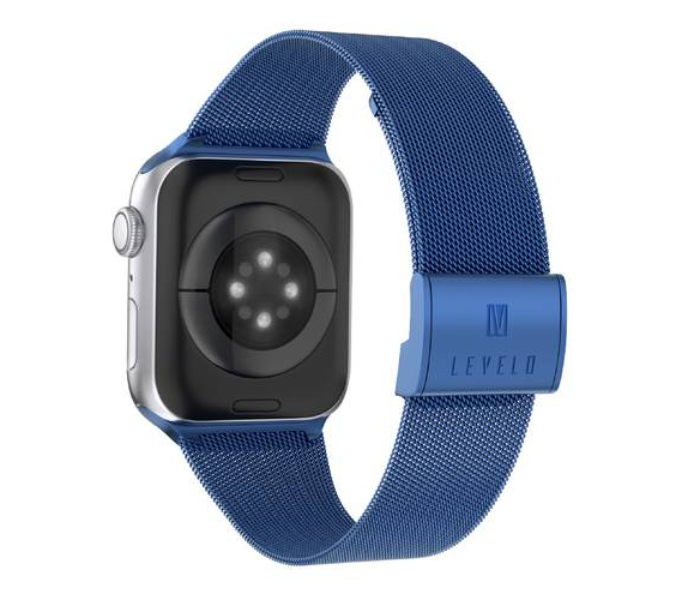 Levelo LVLMILSTP41-BL Double Milanese Stainless Steel Replacement Watch Strap Compatible for Apple Watch 38mm 40mm 41mm - Blue - Zoom Image 1