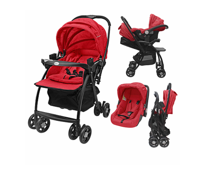 Kidscool 116 -r Single Stroller With Carseat for Babies - Red - Zoom Image