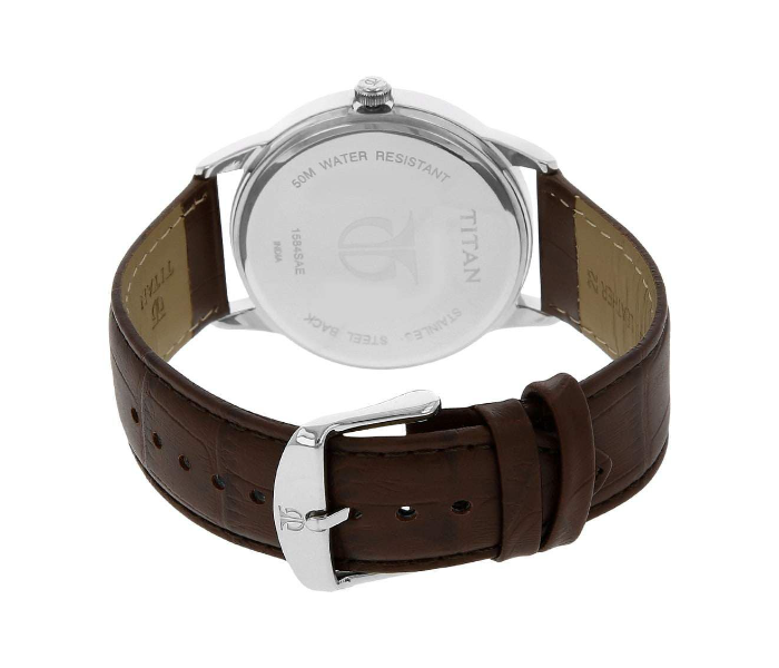 Titan NN1584SL03 Silver Dial Leather Strap Analog Quartz Watch for Mens - Brown - Zoom Image 5