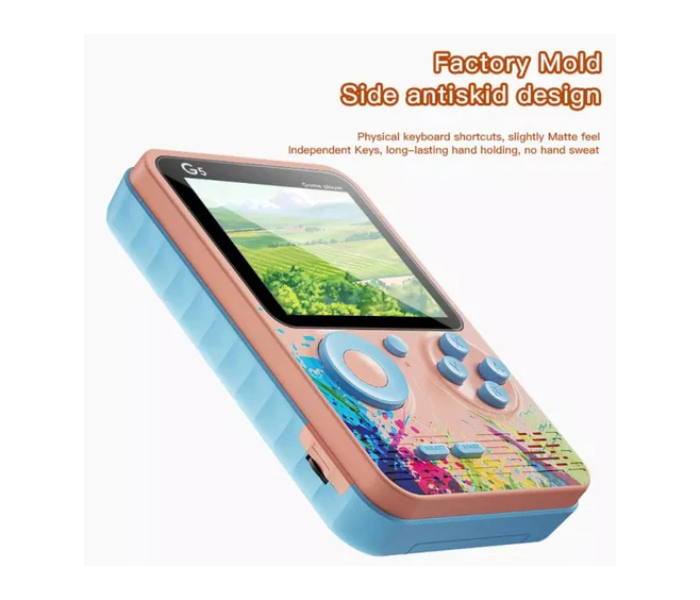 G5 500 Retro Games in 1 Mini Game Console - Blue and Pink - Zoom Image 2