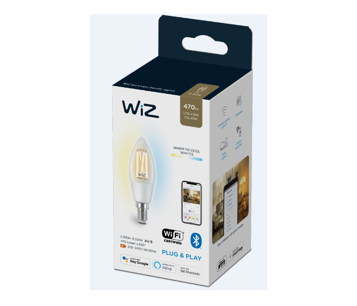 Wiz Wi-Fi BLE 40W C37 E14 922-65 RGB LED Bulb - Zoom Image