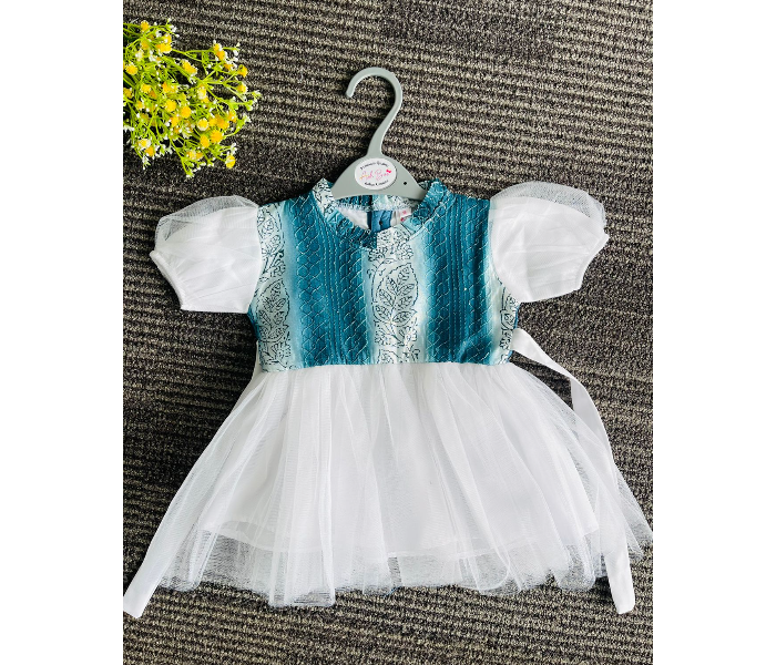 Ash Bae FR001SXL Mily Blue Whale XL Frock for Baby Girls - White and Blue - Zoom Image