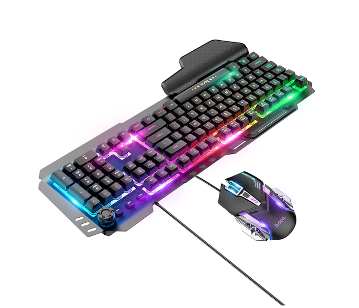 Hoco GM12 Wired Combo Pack of LED RGB Backlit Gaming Keyboard and Gaming Mouse - Black - Zoom Image 2