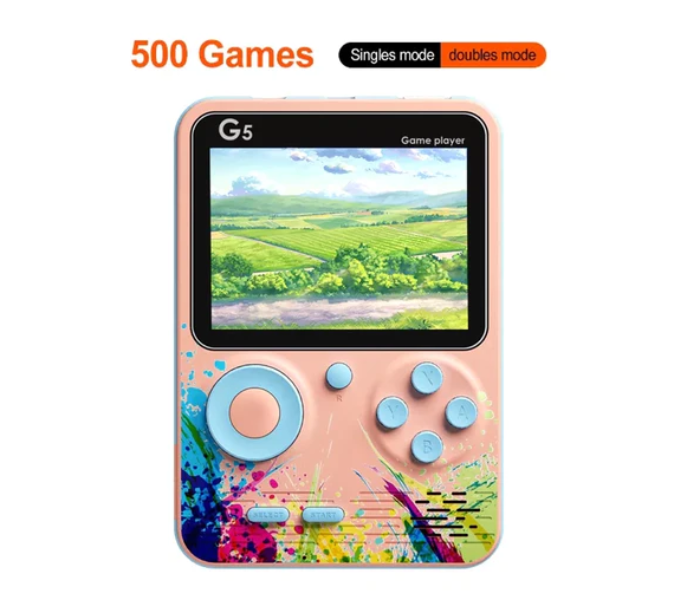 G5 500 Retro Games in 1 Mini Game Console - Blue and Pink - Zoom Image 4