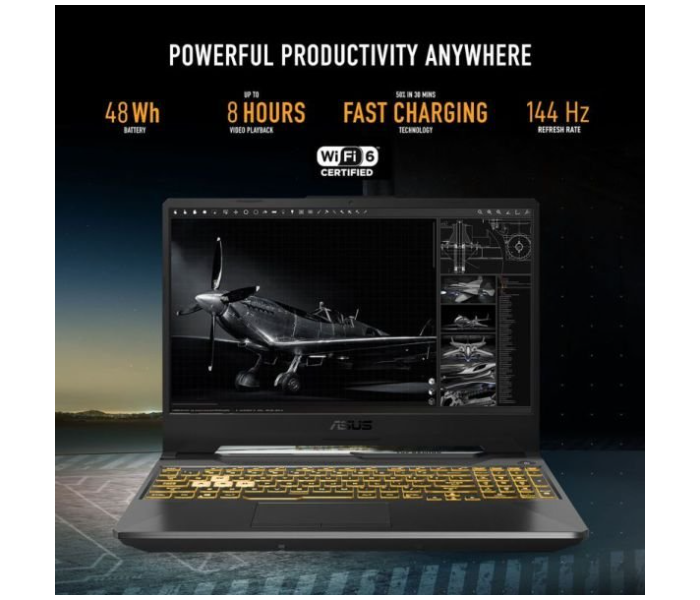 Asus F15 FX506HEB-HN1137 Gaming Laptop 15.6 Inch FHD Intel Core i7 11800H Processor 16GB DDR4 RAM 512GB SSD 4GB NVIDIA GeForce RTX 3050 Ti Graphics Windows 11 Home - Grey - Zoom Image 5