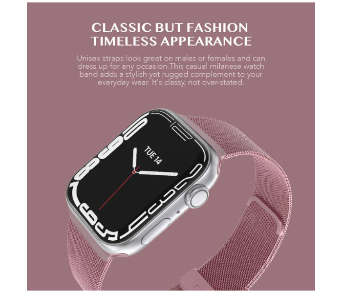 Levelo LVLMILSTP41-RSPK Double Milanese Stainless Steel Replacement Watch Strap Compatible for Apple Watch 38mm 40mm 41mm - Rose Pink - Zoom Image 3