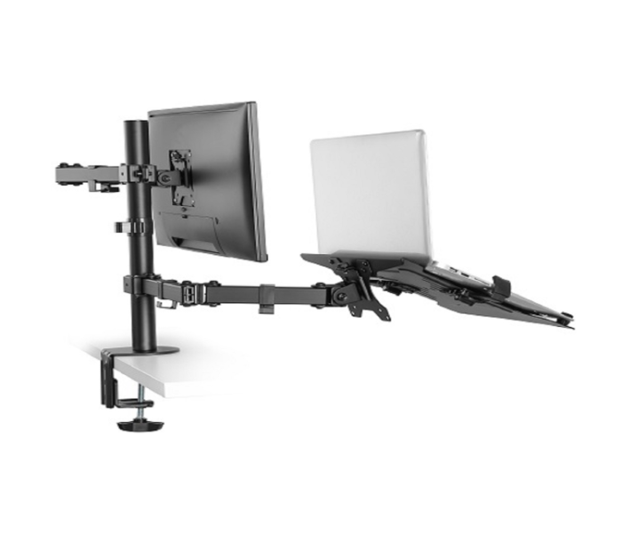 Skill Tech SH 0240KN Steel Monitor Arm with Laptop Tray - Black - Zoom Image 2