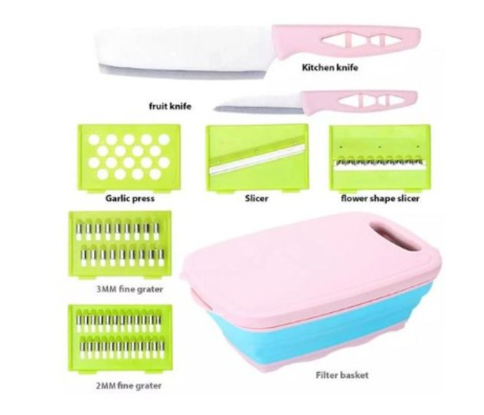 9 in 1 Multi-Functional Portable Kitchen Slitting Planer - Pink and Blue - Zoom Image 4