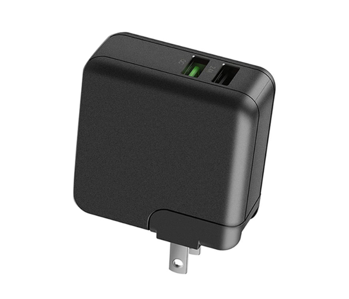 Riversong ad30 PowerKubQC-AD30 US + EU + UK + IN 2.4A Dual Port Plug Wall Charger - Black - Zoom Image 2