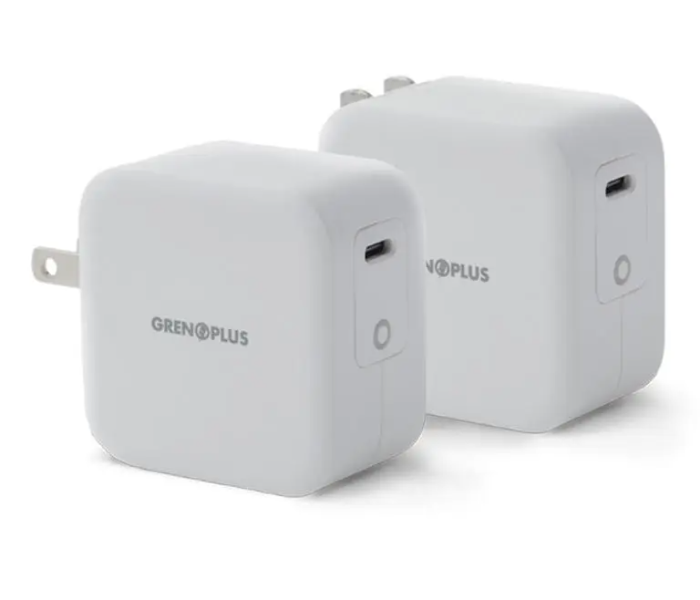 Grenoplus 100 Watts GaN Dual Type C Wall Charger US UK and EU Plug - White - Zoom Image