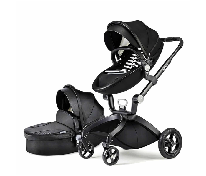 Hot Mom 112 -b 3 In 1 Luxury Single Stroller for Babies - Black - Zoom Image