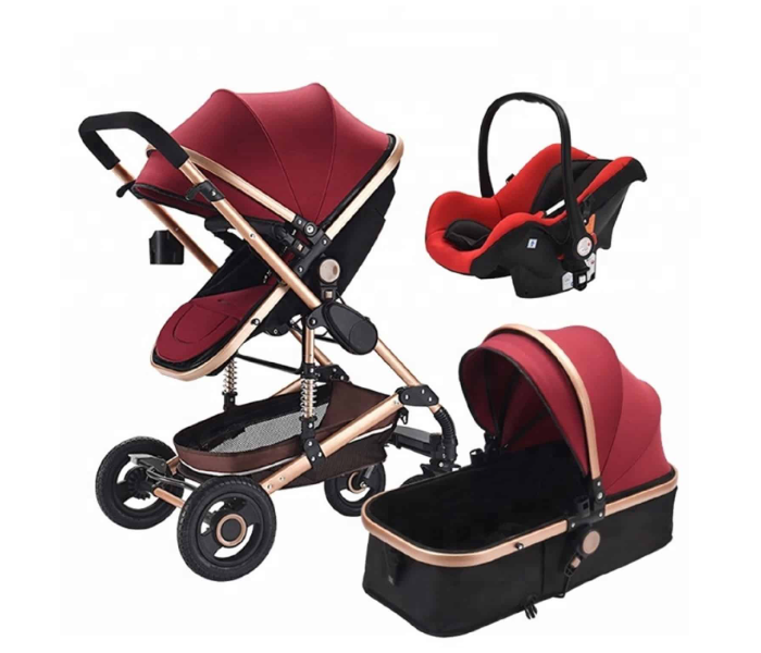 Safe And Effective 124 -r 3 In 1 Single Stroller for Babies - Red - Zoom Image