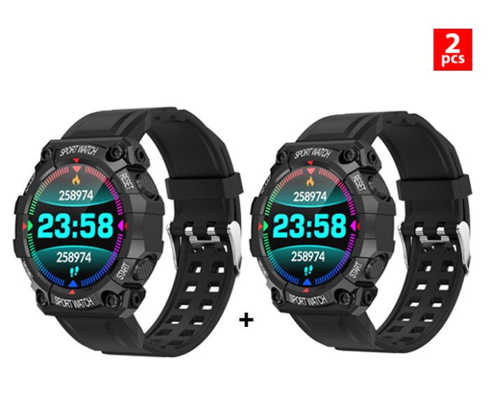 Zen Combo of 2 Pieces FD68 Sports Fitness Tracker With Custom Dials Smart Watch - Black - Zoom Image