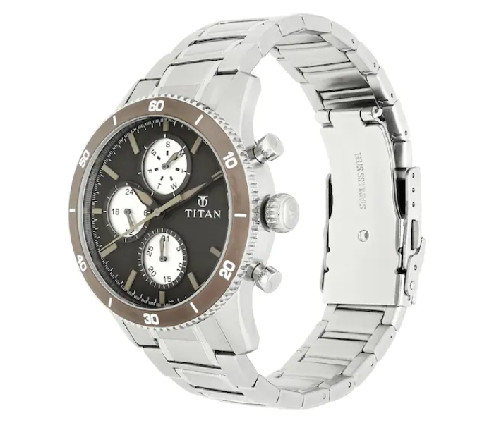 Titan 90105KM01 Chronograph Analog Watch for Men - Silver - Zoom Image 2