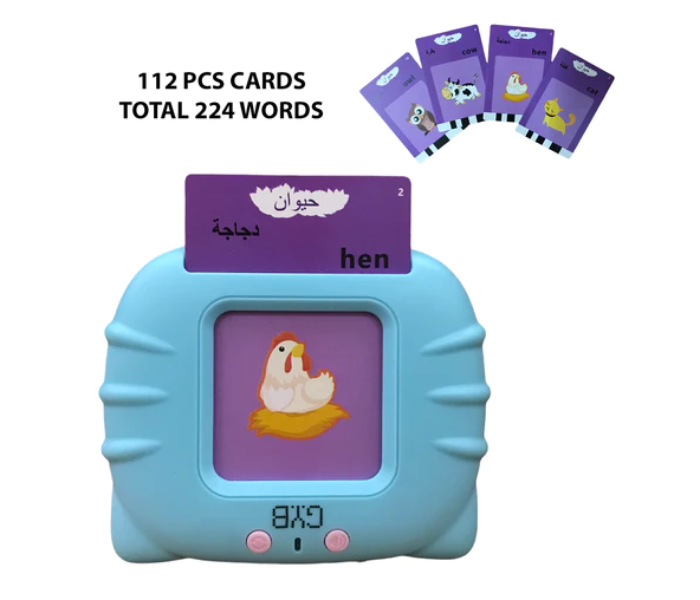 KF-71 Early Education English Arabic Flash Cards Learning Machine with Sound for Kids - Blue - Zoom Image 1