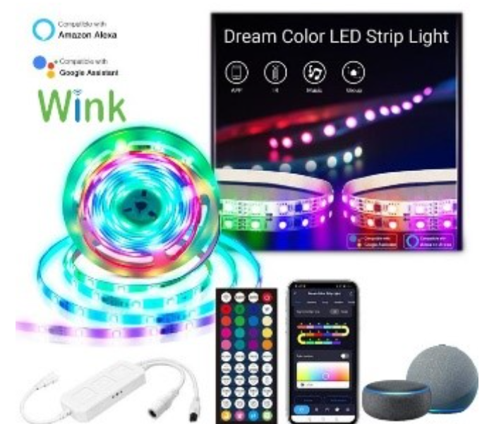 Wink WDRGBIC5M Wifi RGB Strip Rainbow Light Dream 5M IP65 150 LEDs Strip Light - Zoom Image