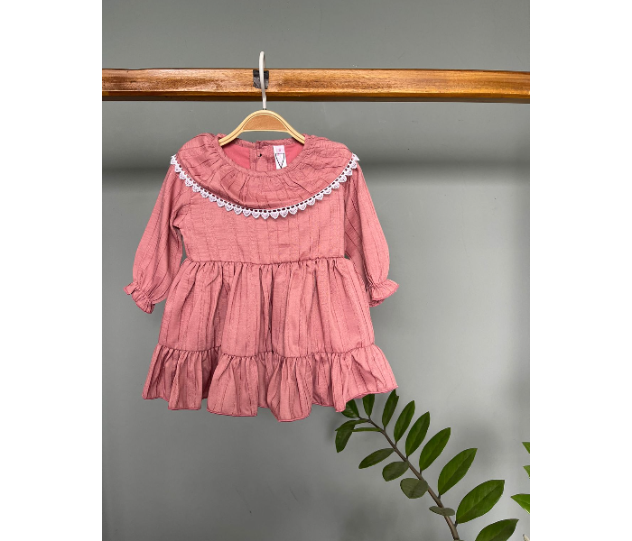 Ash Bae FR008SM Dalia Dusty Pink Medium Frock for Baby Girls - Dusty Pink - Zoom Image