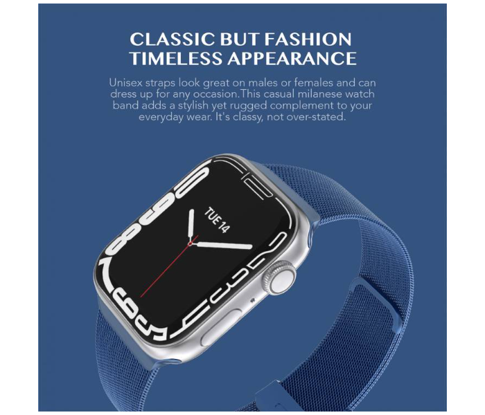 Levelo LVLMILSTP41-BL Double Milanese Stainless Steel Replacement Watch Strap Compatible for Apple Watch 38mm 40mm 41mm - Blue - Zoom Image 3