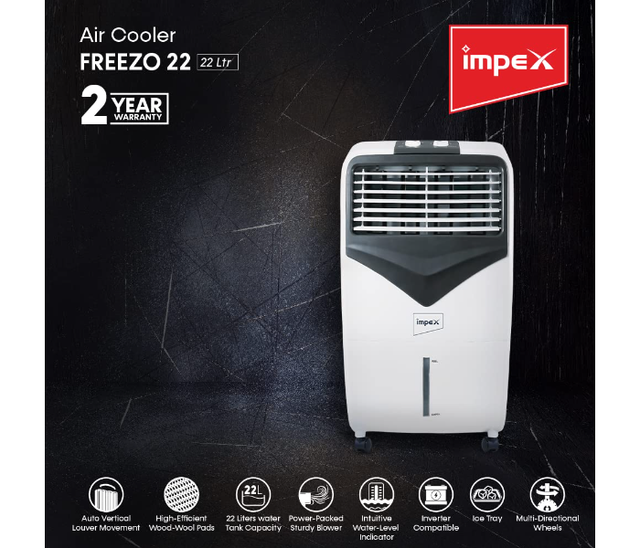 Impex FREEZO22 22Litre Air Cooler - White and Grey - Zoom Image 2