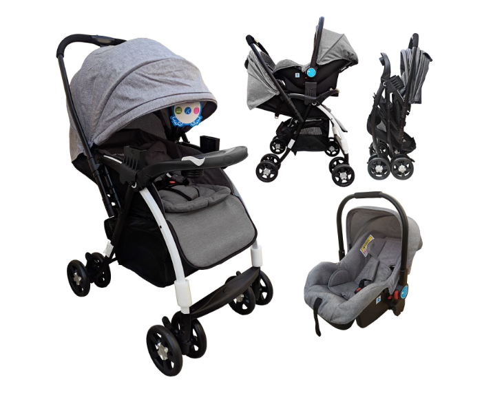 Kidscool 116 -grey Single Stroller With Carseat for Babies - Grey - Zoom Image