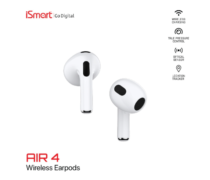 iSmart Air 4 Wireless Earpods With Case - White - Zoom Image 3