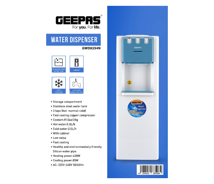 Geepas GWD8354 Cold & Hot water Dispenser - White - Zoom Image 5