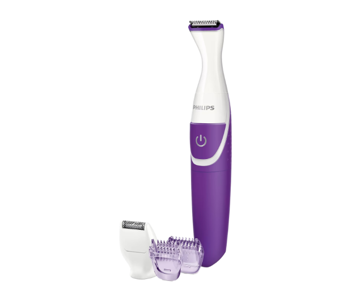 Philips BRT383/15 Essential Stainless Steel Blades Cordless Bikini Trimmer for Women - White and Purple - Zoom Image 1