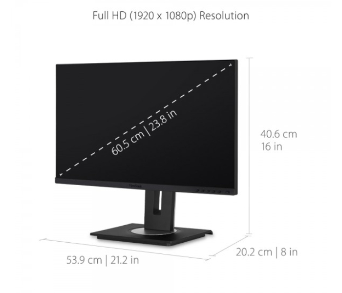 ViewSonic VG2456 24 Inch 1080p Ergonomic IPS Docking Monitor - Black - Zoom Image 3