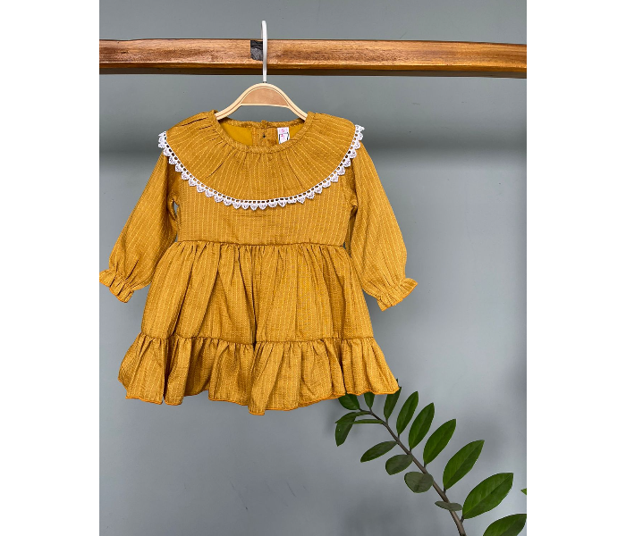 Ash Bae FR007SXL Dalia Yellow Orange XL Frock for Baby Girls - Yellow - Zoom Image