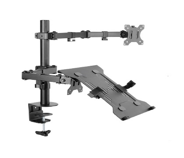 Skill Tech SH 0240KN Steel Monitor Arm with Laptop Tray - Black - Zoom Image 1