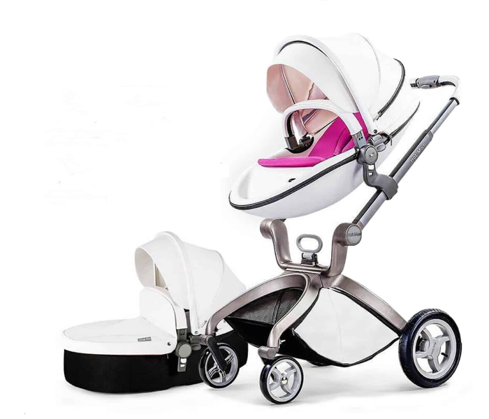 Hot Mom 112 -w 3 In 1 Luxury Single Stroller for Babies - White - Zoom Image