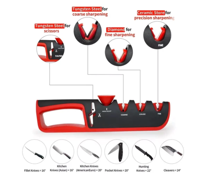 ZL-2019 Multifunctional Adjustable Knife Sharpener - Red and Black - Zoom Image 2