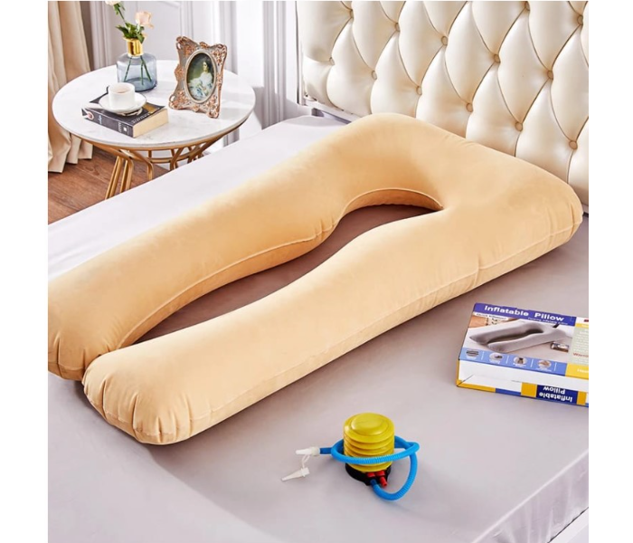 Pregnancy Pillow with 5 Area Support for Women - Beige  - Zoom Image