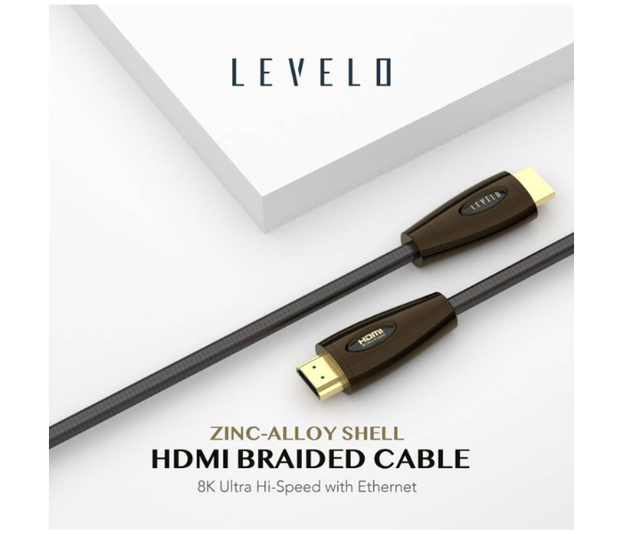 Levelo LVLHDMI2M-BK Zinc-Alloy Shell 8K60Hz HDMI Cable V2.1 - Black - Zoom Image 2