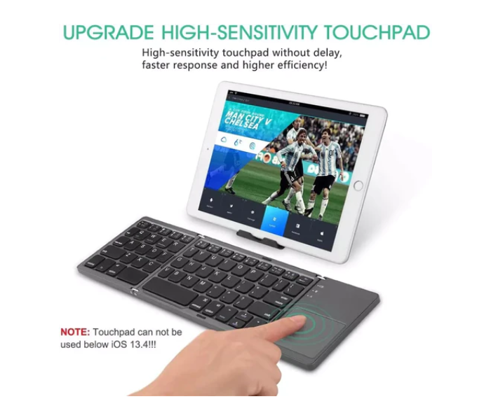 FM-56 Mini Foldable Bluetooth Keyboard with Touchpad - Black - Zoom Image 6