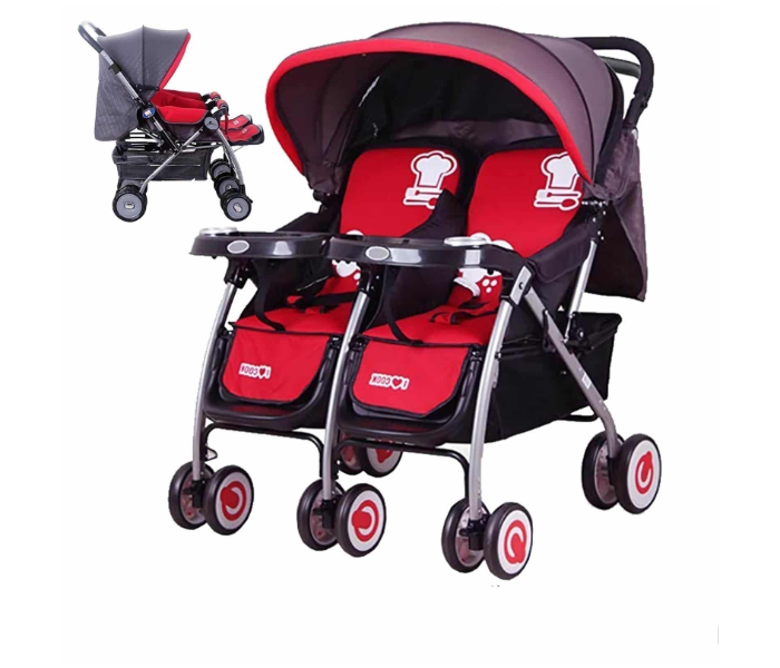 Colorful 155 Twin Side Stroller for Babies - Red - Zoom Image