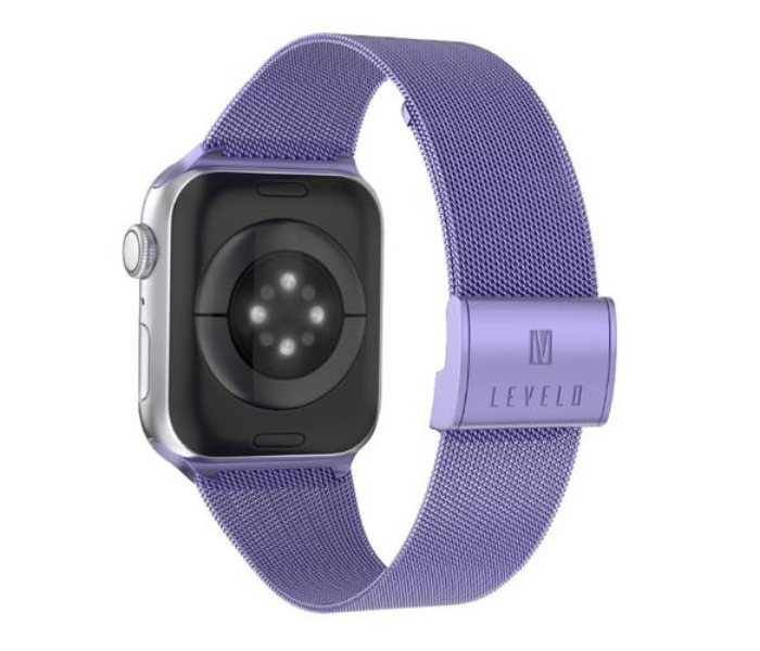 Levelo LVLMILSTP45-LVPL Double Milanese Stainless Steel Replacement Watch Strap for Apple Watch 42mm 44mm 45mm - Lavender Purple - Zoom Image 1