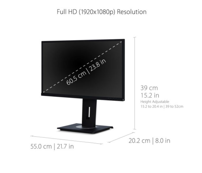 ViewSonic VG2448 24 Inch 1080p Ergonomic 40-Degree Tilt IPS Monitor - Black - Zoom Image 3