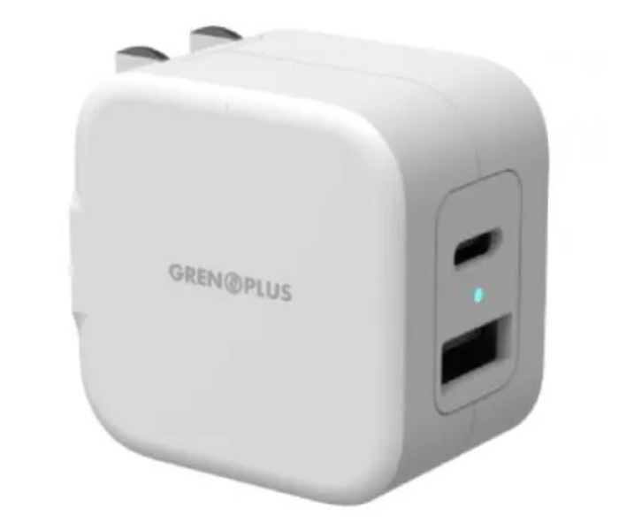 Grenoplus 20 Watts PD USB C + QC Wall Charger US UK and EU Plug - White - Zoom Image